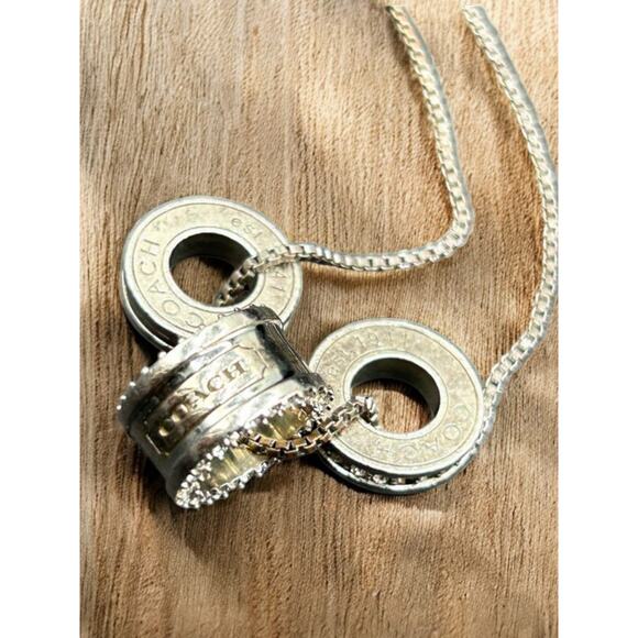 Y2K Coach 95125 Sterling Silver Pavé Crystal Rondell Pendant Necklace - Picture 5 of 10